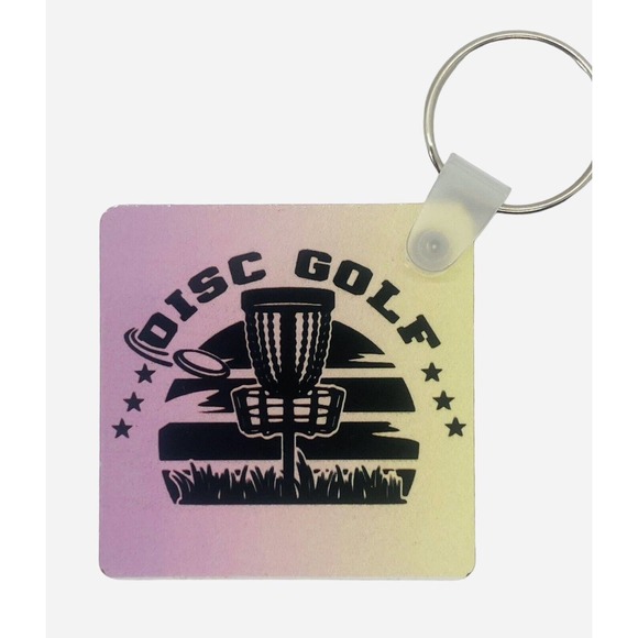 Disc Golf Keychain DISCGOLF SUNRISE Yellow Pink Gradient Custom Made Key Ring - Picture 2 of 6